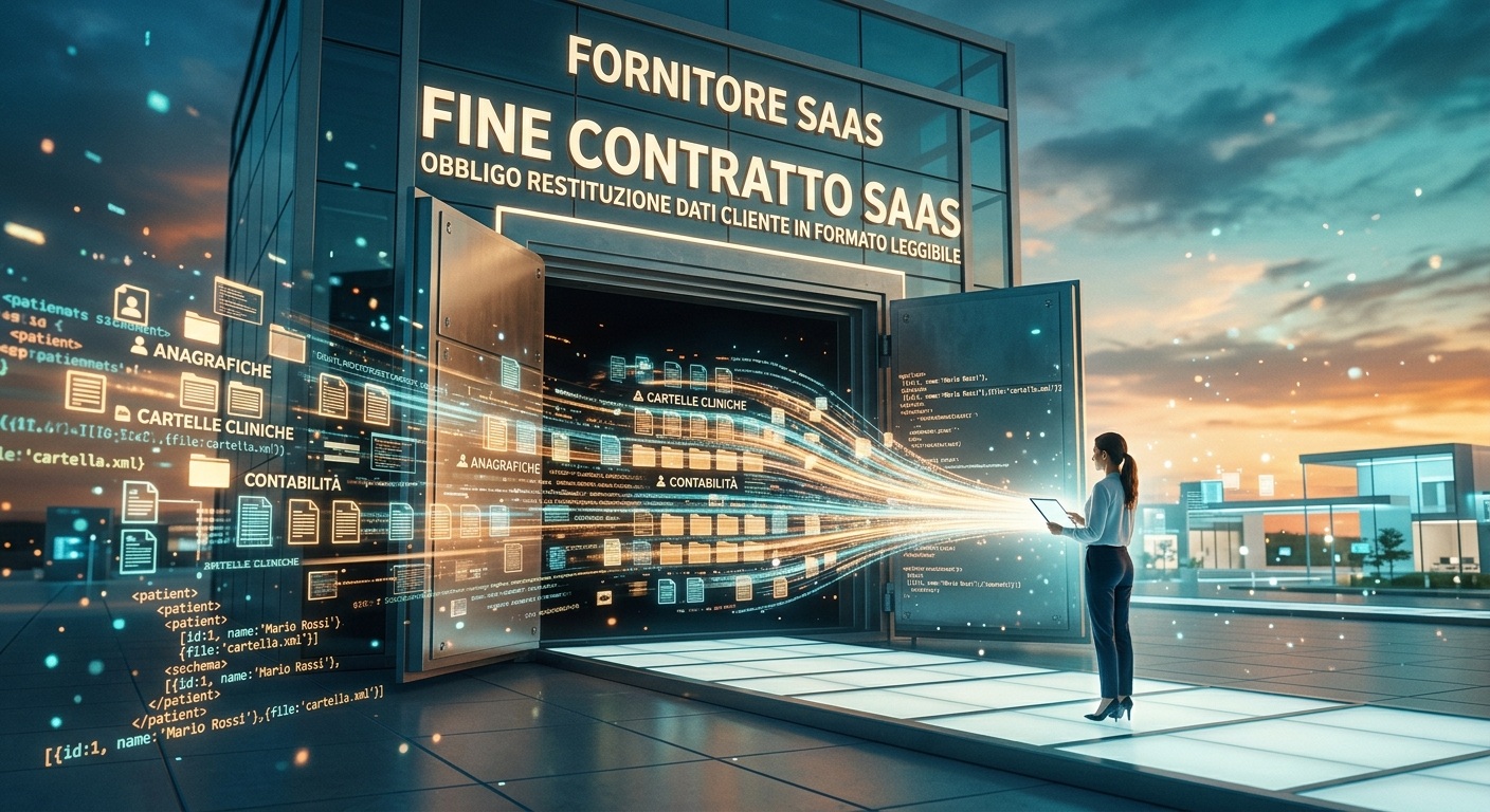Esportazione dei dati del Cliente alla fine del contratto SaaS: anagrafiche, cartelle cliniche e contabilità devono tornare in formato leggibile