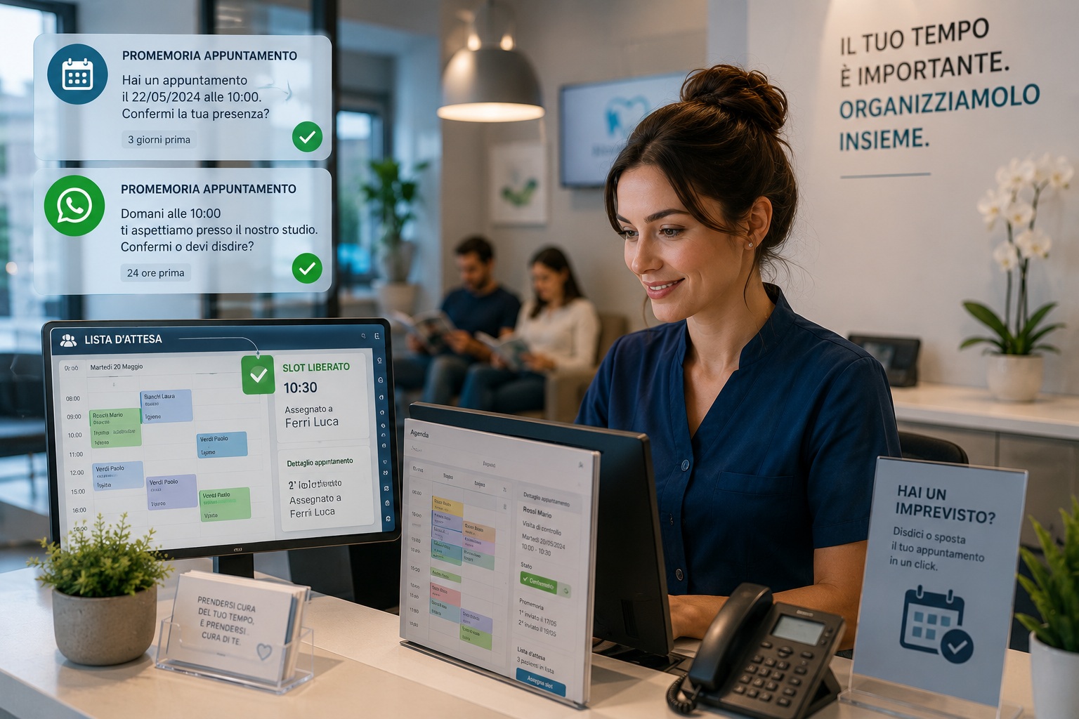 Agenda medica con promemoria automatici per ridurre il no-show dei pazienti