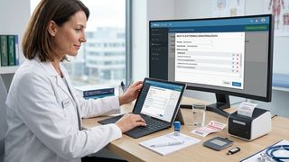 Medico che consulta un fascicolo sanitario digitale: la normativa sul Fascicolo Sanitario Elettronico e l'obbligo per lo studio privato puro dal 2026